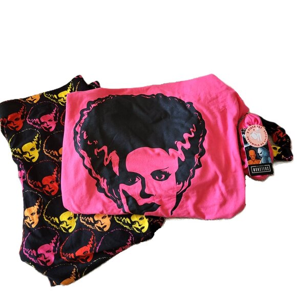 *NEW* UNIVERSAL MONSTERS Bride Of Frankenstein Women's 3 Piece Pajama Set Large - Picture 1 of 7